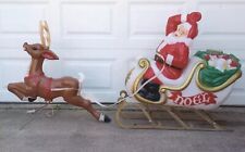 Giant Santa & Sleigh With 1 Reindeer Blowmold  Generel Foam Products Vintage USA picture