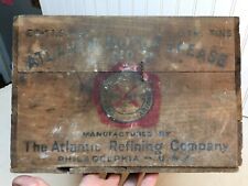 1930s Vintage Atlantic Motor  Grease  Wood Crate 24 One Pound Cans picture