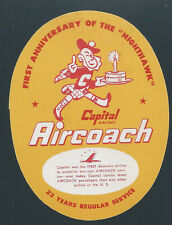 Capital Airlines, Aircoach, AFA #USC-45, Airline Label, full gum, hinged picture