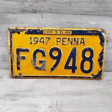 1947 Pennsylvania License Plate FG948 Penna PA Chevy Ford Chevrolet picture