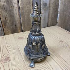 Beautiful Ornate 1970's Tin Wire Filigree and Glass Decanter from India picture