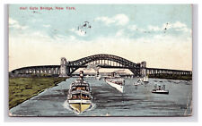 Postcard 1900 New York City Hell Gate Bridge Boats Ships Bridge Canal View NY picture