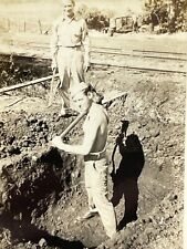 WC Photograph Handsome Man Shovel Digging Hole Shirtless Sexy 1940s Worker Labor picture