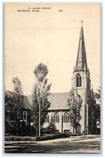 c1910's St. John's Church Building Cross Tower Building Brunswick Maine Postcard picture