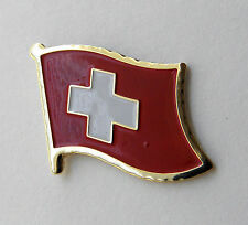 SWITZERLAND SWISS INTERNATIONAL COUNTRY SINGLE FLAG LAPEL PIN BADGE 3/4 INCH picture