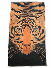VTG 7 Seven Seas Large Tiger Head Cat Print Bath Beach Towel Orange Black 58x32” picture
