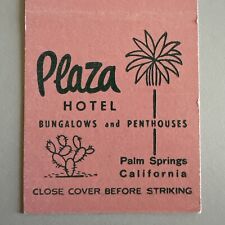 Vintage 1940s Plaza Hotel Palm Springs CA Midcentury Matchbook Cover picture