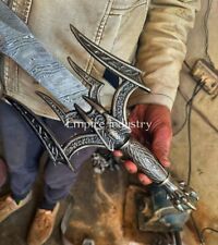 34 INCH CUSTOM HANDMADE DAMASCUS STEEL DOULE EDGE VIKING SWORD LONG SWORD picture