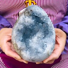 3.16LB Natural Beautiful Blue Celestite Crystal Geode Cave Mineral Specimen picture