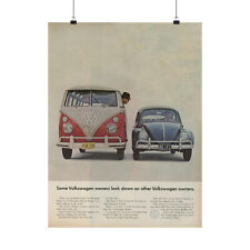 Volkswagen Beetle VW Bus Poster - VW Advertising Ad Print Mid Century Wall Art picture