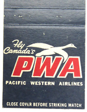 Canada PWA PACIFIC WESTERN AIRLINES Matchbook cover w/striker picture
