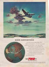 Twa Plane Flying Through A Sunset Sky 1940S Vtg Print Ad 8X11 Wall Poster Art picture