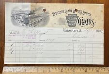 1897 billhead graphic factory building Keystone Chair Works cane Union City PA picture