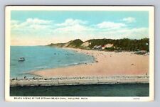 Holland MI-Michigan, Beach Scene at Ottawa Beach Oval, Vintage Souvenir Postcard picture
