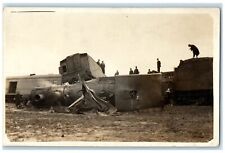 c1910's Railroad Wreck Rock Island Illinois IL RPPC Photo Antique Postcard picture