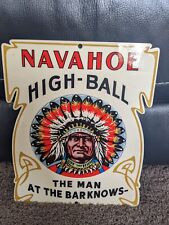 VINTAGE NAVAHOE HIGH-BALL BAR PORCELAIN METAL INDIAN CHIEF SIGN 12