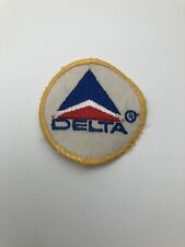 Vintage Delta Air Lines 2.5” Circle Logo Patch Yellow Edge Red Blue Wings picture