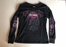 Harley Davidson Women’s Long Sleeve Shirt Boston Mass Rhinestones Size M picture