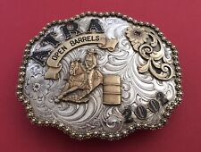Vintage 2002 ATRA Rodeo Barrels Wages Sterling Silver OL Gem Trophy Belt Buckle picture