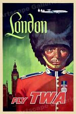 London - Fly TWA Vintage Style Travel Poster - 16x24 picture