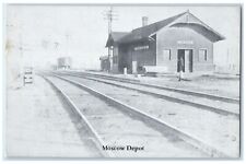 c1960 Exterior Railroad Train Station Moscow Depot Iowa Vintage Antique Postcard picture
