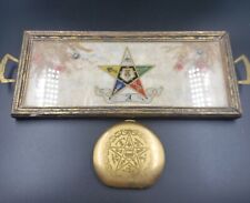 Vtg Order Of The Eastern Star Vanity Tray And Compact Mirror Set picture