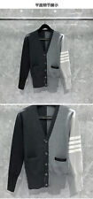 Men WOMEN Left and right color matching V Neck Sweater Jumper Cardigan picture