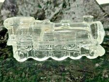 Vintage 1946 Clear Glass Train Engine Nut Container Jeannette Glass Co. picture