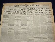 1918 AUGUST 8 NEW YORK TIMES - ALLIES CROSS VESLE IN FORCE - NT 9188 picture