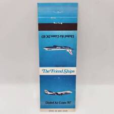 Vintage Matchbook United Airlines Friend Ships Douglass DC-10 and Boeing 747 picture