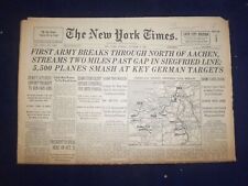 1944 OCT 8 NEW YORK TIMES - FIRST ARMY BREAKS THROUGH NORTH OF AACHEN - NP 6635 picture