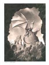 John E. Kaufmann SIGNED Fantasy Art Print ~ Dragon atop Castle Ruins picture