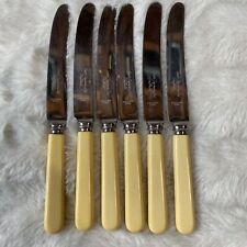 Vintage Faux Bone Handle Table Knives by Smith Seymour Sheffield Set Of 6 picture