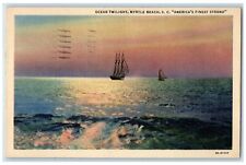 1938 America's Finest Strand Ocean Twilight Myrtle Beach South Carolina Postcard picture