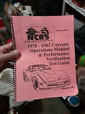 1978-1982 Corvette Operations Manual & Performance Verification Test Guide NCRS picture