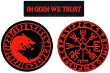 in Odin We Trust Wolf Viking Vegvisir Embroidered Patch |3PC HOOK BACKING P094 picture