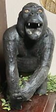 Large Vintage Leather Wrapped Gorilla Gold Glass Eyes 22” X 17” X 10” picture