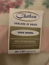 NWT Vintage Blanket WOOL Chatham Twin Double Full 80x90 Floral Pink Cream picture
