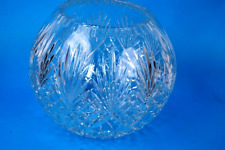 Vintage Lead Crystal Round Rose Bowl Vase 24% Lead Poland Sparkling Cut Glass picture