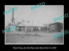 OLD LARGE HISTORIC PHOTO OF RIESEL TEXAS THE RIESEL GIN Co FACTORY c1910 picture