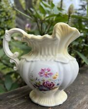 Vintage 1975 Arnels Ceramic Small Water Pitcher Vase Yellow Pink Blue Rose 7