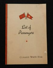 Rare 1935 Cunard White Star Line Passenger List Liner Motorship 