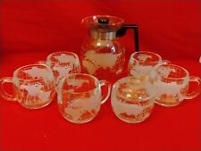 Vintage Nestle Nescafe Glass World Globe Coffee Pot, 4 Mugs, Creamer and Sugar  picture