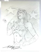 Original, Signed Shane Davis Wonder Woman Pencil Commission 8.5 X 11 picture