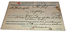 AUGUST 1895 PRR PENNSYLVANIA RAILROAD UNION LINE  FREIGHT DELIVERY POST CARD picture
