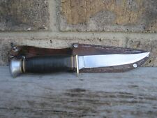 VINTAGE SOLINGEN GERMANY BLACK HAWK BIRD & TROUT HUNTING KNIFE STACKED LEATHER picture