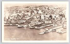 Postcard RPPC Photo Washington Seattle Steamship Docks Aerial View Vintage picture