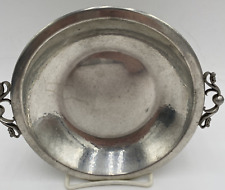 Shirley Williamsburg Virginia Handmade 7” Pewter Bowl w/Decorative Handles Vtg picture