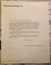 Texas International Airlines Houston Texas Shareholder Rejection Letter picture