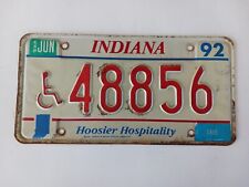 ♿️ 1982 Indiana License Plate 48856 Handicapped ♿️ Hoosier Hospitality  picture